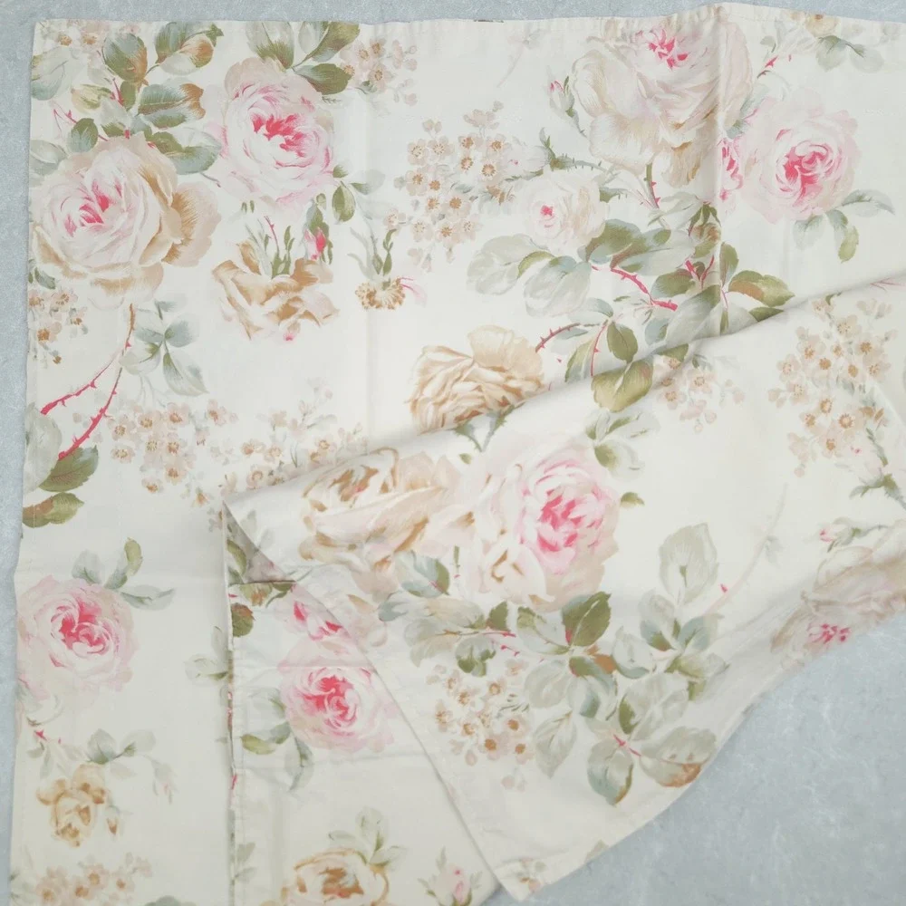 VTG Ralph Lauren Standard Sham Sateen Floral Flange Shabby Romantic Cottage 2pcs
